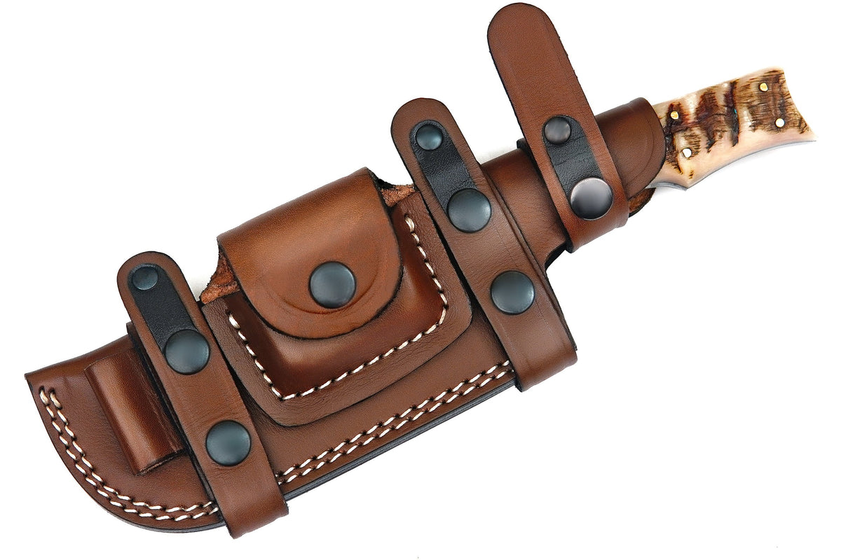 Ottoza Handmade Damascus Tracker Knife with Ram Horn Handle No:262