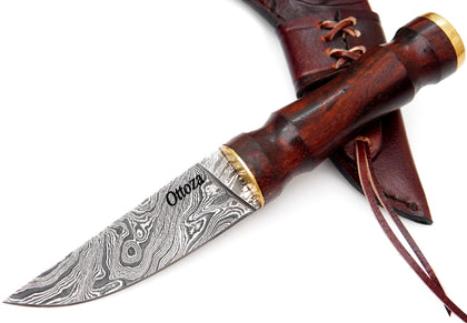 Ottoza Handmade Damascus Puukko Knife & Wood Handle No:360