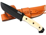 Ottoza Handmade 1095 Carbon Steel Hunting Knife & Bone Handle No:324