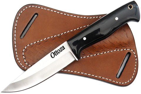 Ottoza 1095 High Carbon Steel Bushcraft Knife & Cow Horn Handle No:399
