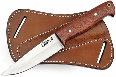 Ottoza 1095 High Carbon Steel Bushcraft Knife & Ballad Wood Handle No:404
