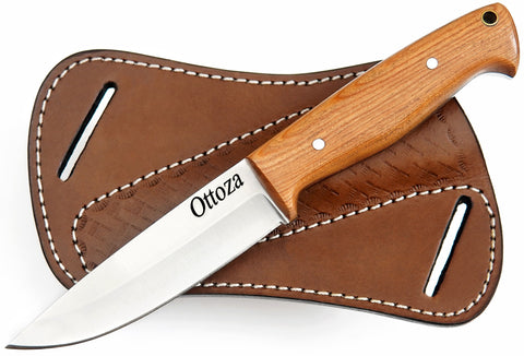 Ottoza 1095 High Carbon Steel Bushcraft Knife & Olive Wood Handle No:405