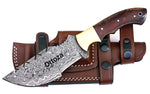Ottoza Handmade Damascus Tracker Knife with Brown Bone Handle No:256