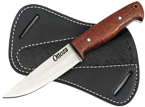 Ottoza 1095 High Carbon Steel Bushcraft Knife & Ballad Wood Handle No:395