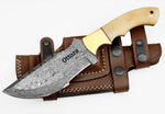 Ottoza Handmade Damascus Tracker Knife with Bone Handle No:115