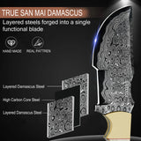 Ottoza Handmade Damascus Tracker Knife with Bone Handle No:115
