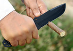 Ottoza Handmade 1095 Carbon Steel Hunting Knife & Cow Horn Handle No:358
