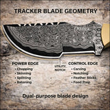 Ottoza Handmade Damascus Tracker Knife with Bone Handle No:115