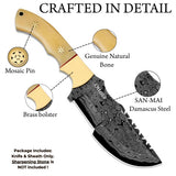 Ottoza Handmade Damascus Tracker Knife with Bone Handle No:115