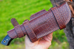 Ottoza Handmade Damascus Tracker Knife with Cow Horn & Bone Handle No:203