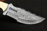 Ottoza Handmade Damascus Tracker Knife with Bone Handle No:115