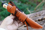 Ottoza Handmade 1095 Carbon Steel Hunting Knife & Bone Handle No:324