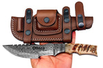 Ottoza Handmade Damascus Tracker Knife with Ram Horn Handle No:262