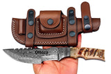 Ottoza Handmade Damascus Tracker Knife with Ram Horn Handle No:262