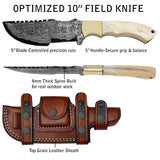 Ottoza Handmade Damascus Tracker Knife with Bone Handle No:115