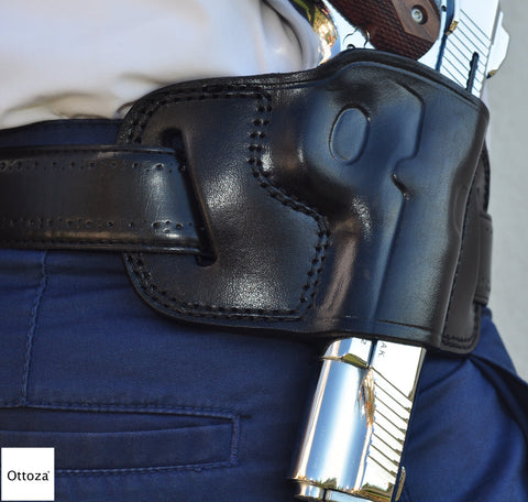 Ottoza Handmade Leather 1911 Holster Right Hand - OWB Belt Holster For Colt, Kimber, Ruger No Rail