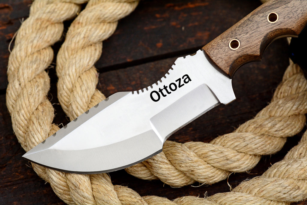 Ottoza Handmade D2 Steel Tracker Knife with Walnut Wood Handle No:200